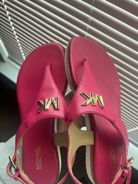 Michael Kors Hot Pink MK Logo Slingback Sandals